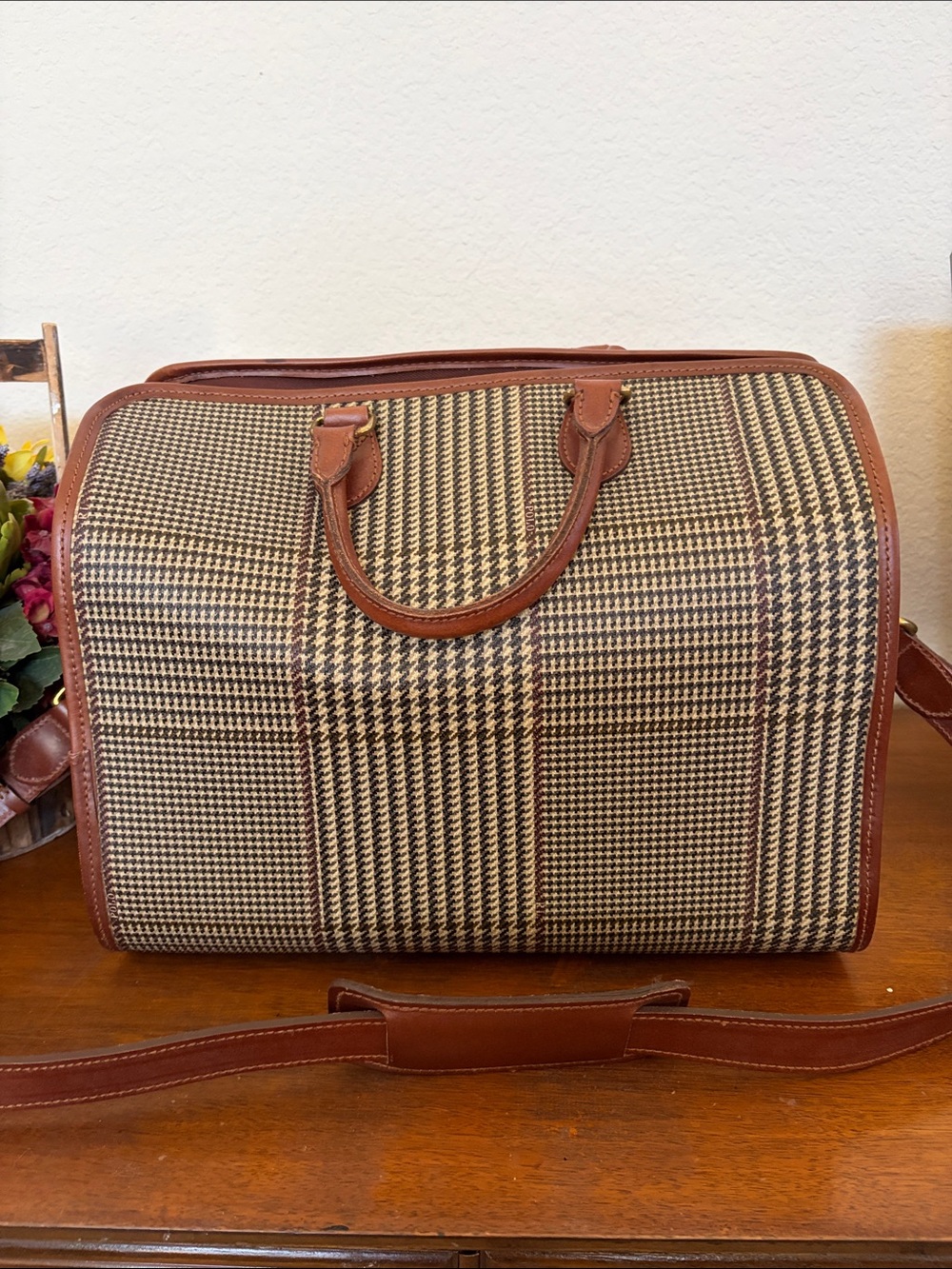 RARE Ralph Lauren Vintage πΏπππ & πΎππ¦ Houndstooth Boston Travel Doctors Lg Bag - Picture 8 of 16